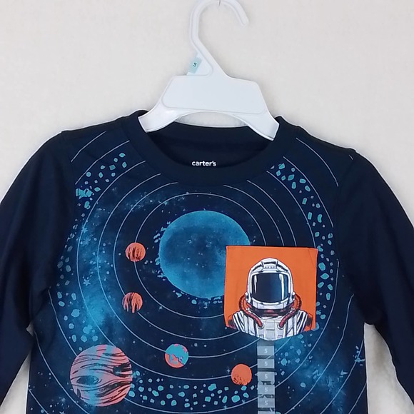 Carter's Long Sleeve Cotton Graphic Tee Size 5 in Blue w/ Space Theme - Picture 3 of 11
